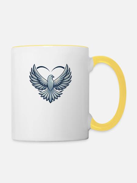 Taube der Liebe - Tasse zweifarbig - Weiß/Gelb