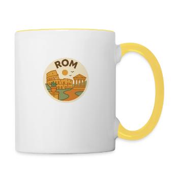 Vintage Rome – Colisée Rétro Graphique - Mug contrasté - blanc/jaune - Droite