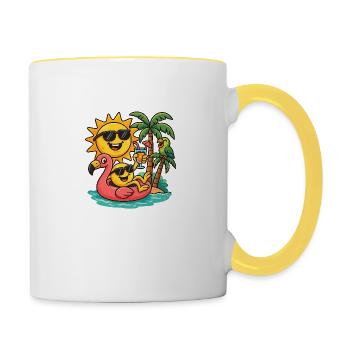 Aller à la plage de bonne humeur - Mug contrasté - blanc/jaune - Droite