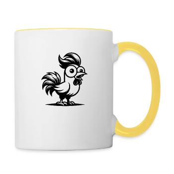 Funny cartoon with rock haircut - Contrasting Mug - white/yellow - Right