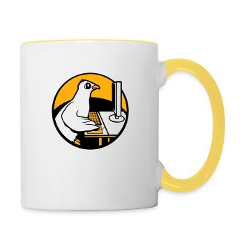 Pigeon Works Office Computer Keyboard Mouse Gamer - Contrasting Mug - white/yellow - Right
