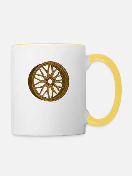 Felge - Tasse zweifarbig - Weiß/Gelb