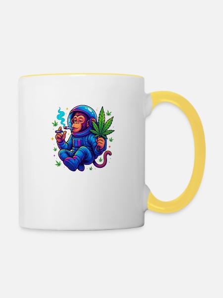 Spacemonkey - Tasse zweifarbig - Weiß/Gelb