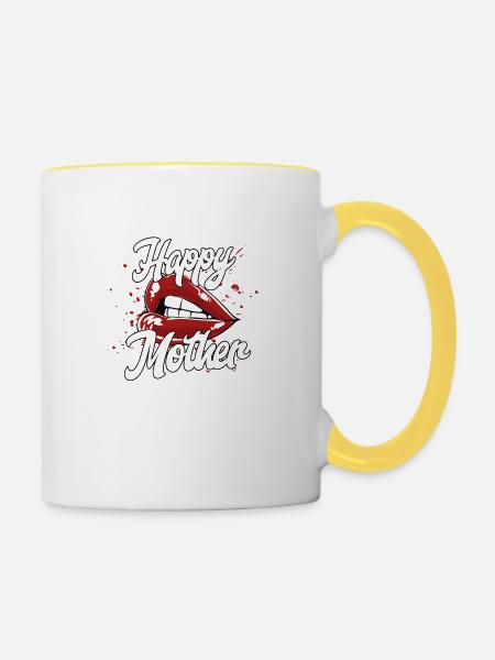 Happy Mother - Tasse zweifarbig - Weiß/Gelb