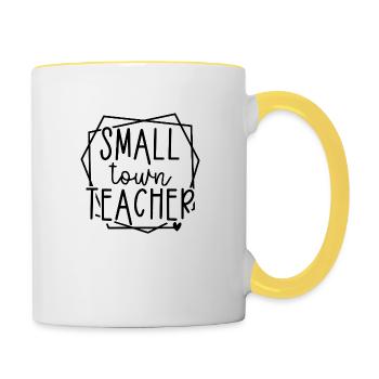 Small Town Teacher Heart Graphic for Educators - Contrasting Mug - white/yellow - Right