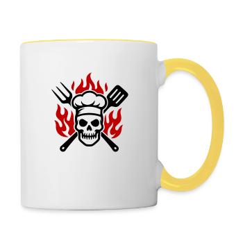 Grill Skull Cook Flame - Contrasting Mug - white/yellow - Right
