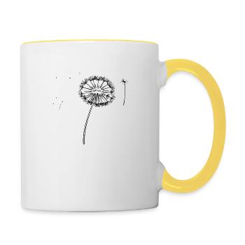 Delicate dandelion as vector illustration - Contrasting Mug - white/yellow - Right