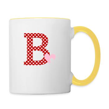 Buchstabe B Herz - Tasse zweifarbig - Weiß/Gelb - Rechts