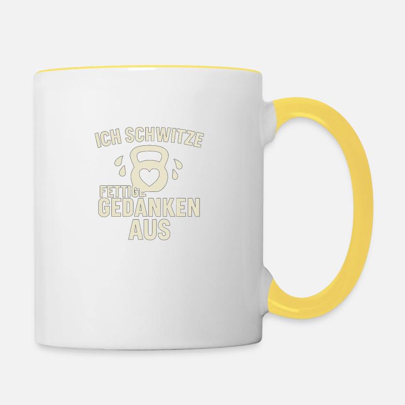 I sweat out greasy thoughts - Contrasting Mug - white/yellow