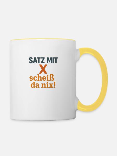 Satz mit X - Tasse zweifarbig - Weiß/Gelb