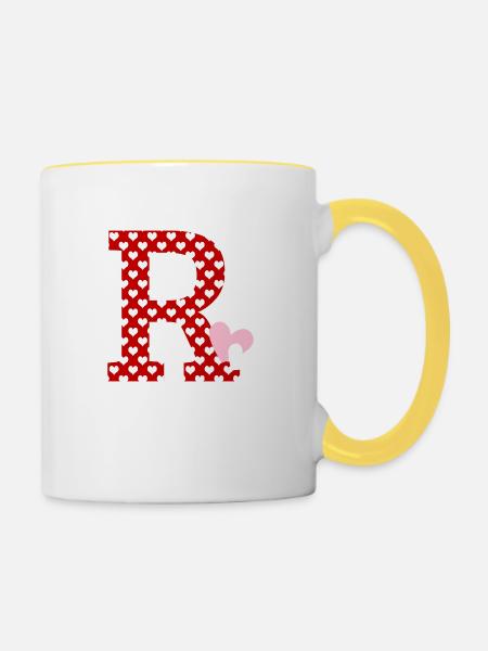 Brief ans Herz - Tasse zweifarbig - Weiß/Gelb