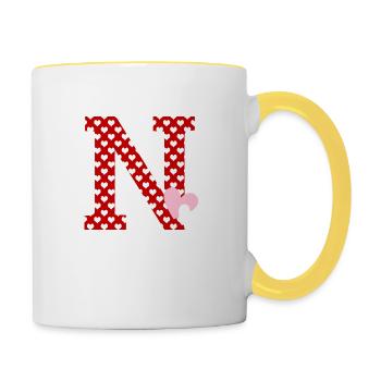 Letter n heart - Contrasting Mug - white/yellow - Right