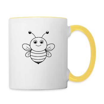 Abeille potelée comme illustration vectorielle - Mug contrasté - blanc/jaune - Droite