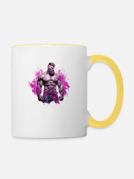 Muskeln Bodybuilder - Tasse zweifarbig - Weiß/Gelb