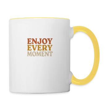 Enjoy Every Moment – Minimalist Quote Design - Contrasting Mug - white/yellow - Right