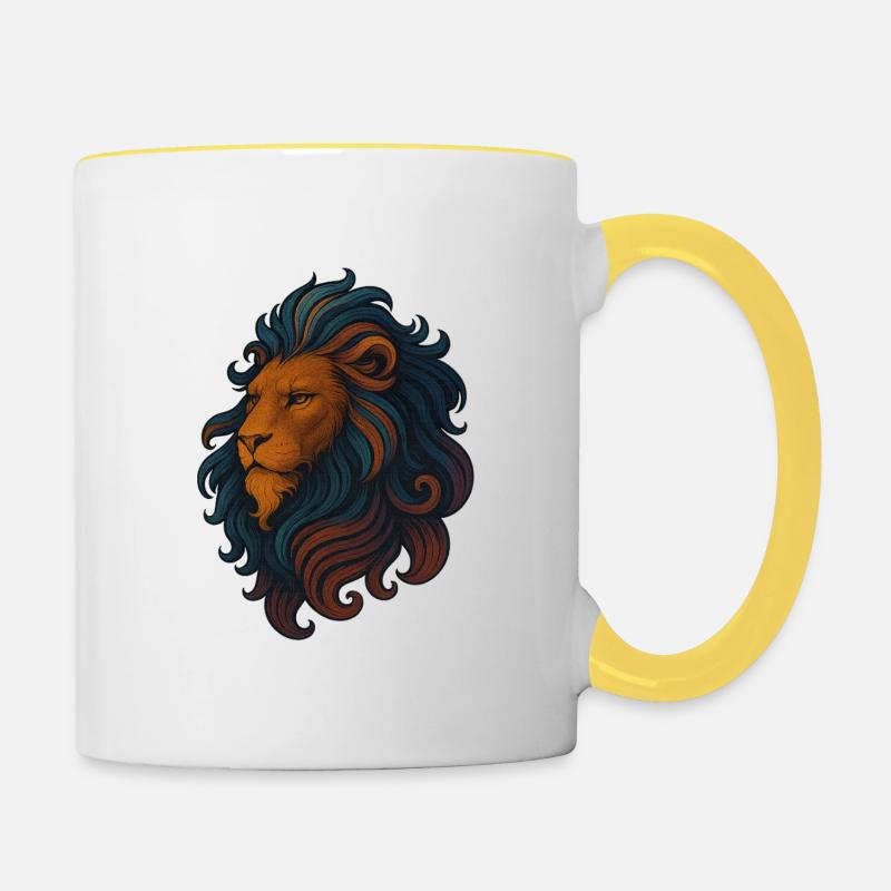 Lion magique - Mug contrasté - blanc/jaune