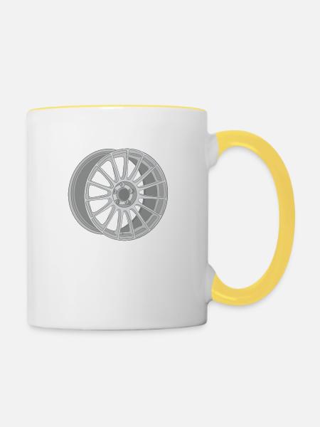 Felge - Tasse zweifarbig - Weiß/Gelb