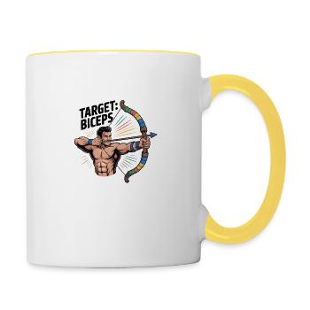Target Biceps Training - Tasse zweifarbig - Weiß/Gelb - Rechts