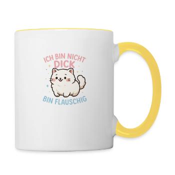 Bin nicht dick - Tasse zweifarbig - Weiß/Gelb - Rechts