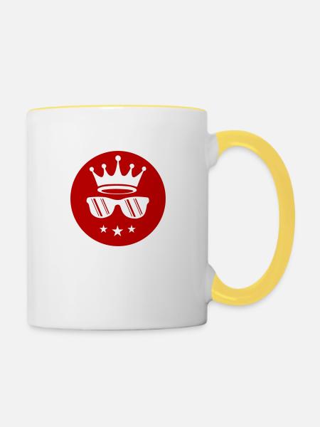Sonnenbrille Krone - Tasse zweifarbig - Weiß/Gelb