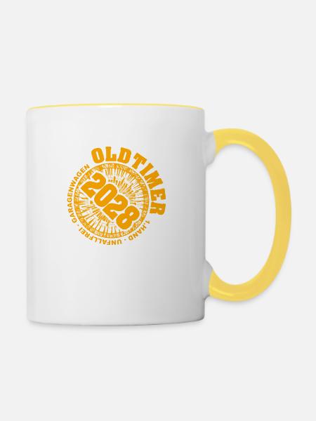 2028 - Tasse zweifarbig - Weiß/Gelb