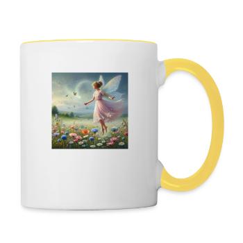 Fee im Blumenmeer - Tasse zweifarbig - Weiß/Gelb - Rechts