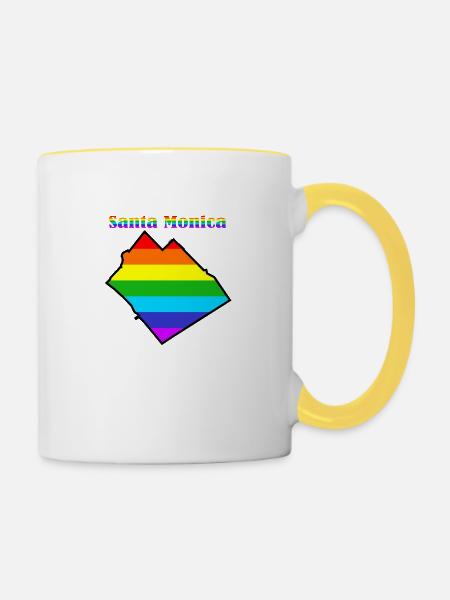Santa Monica L.A. Regenbogen - Tasse zweifarbig - Weiß/Gelb