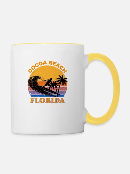 Surfen Florida - Tasse zweifarbig - Weiß/Gelb