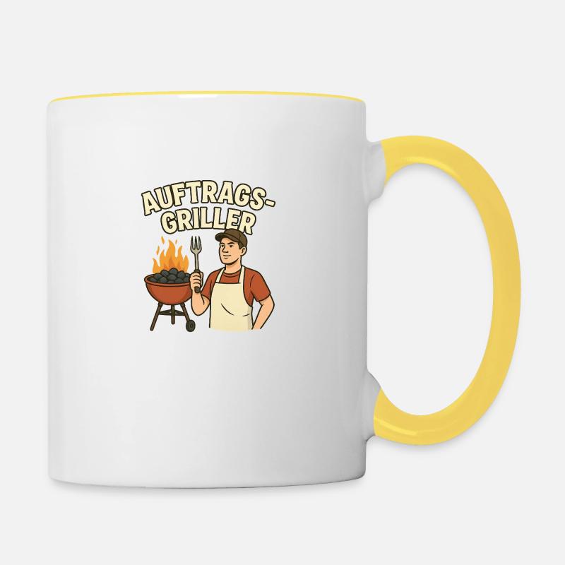 Grill master in action - Contrasting Mug - white/yellow