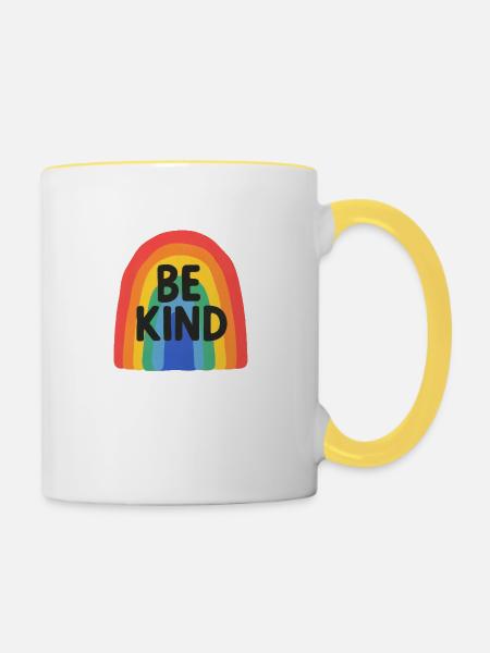 Be Kind - Tasse zweifarbig - Weiß/Gelb