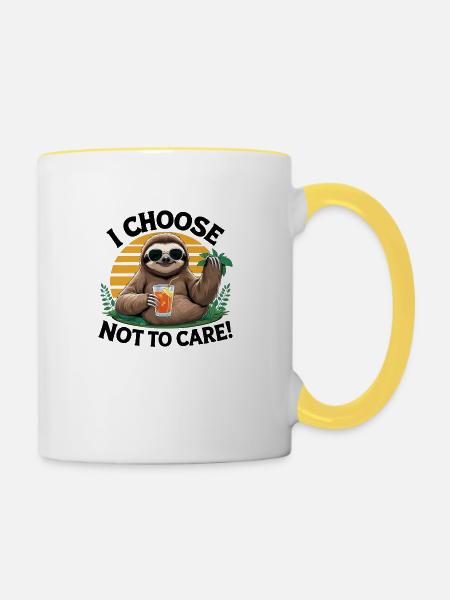 Lazy Sloth Vibes - Tasse zweifarbig - Weiß/Gelb