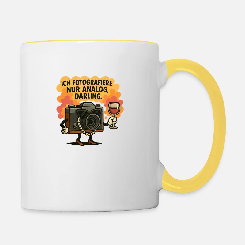 Chéri analogique - Mug contrasté - blanc/jaune