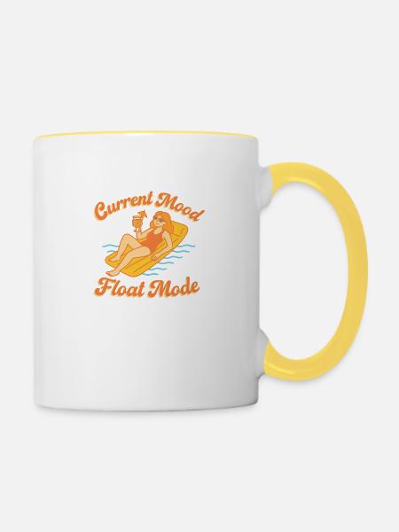 Current Mood: Float Mode - Tasse zweifarbig - Weiß/Gelb