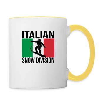 Italian Snow Division Snowboard Tee - Tasse zweifarbig - Weiß/Gelb - Rechts