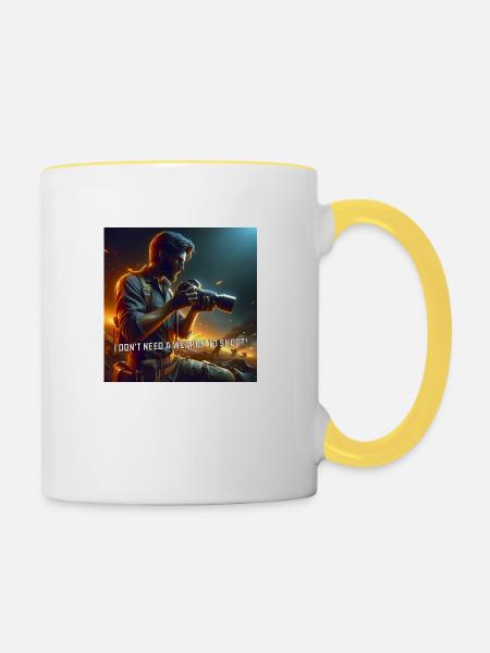 Fotograf im Einsatz - Tasse zweifarbig - Weiß/Gelb