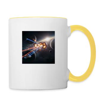 Illusion spatiale futuriste - Mug contrasté - blanc/jaune - Droite
