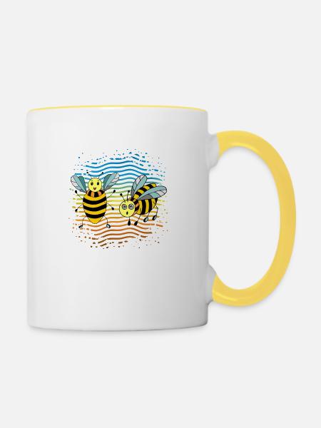 Insekten - Tasse zweifarbig - Weiß/Gelb
