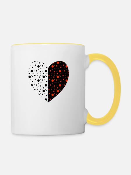 Herz - Tasse zweifarbig - Weiß/Gelb