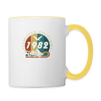 Jahrgang 1983 Retro - Bestseller - Tasse zweifarbig - Weiß/Gelb - Rechts
