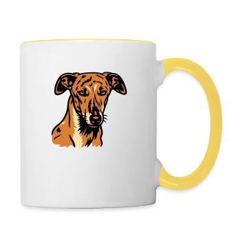 Galgo Español - Portrait - Tasse zweifarbig - Weiß/Gelb - Rechts