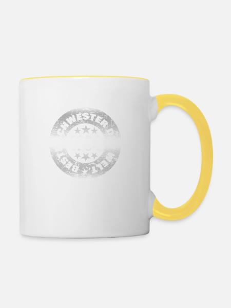 Jahr 1984 - Tasse zweifarbig - Weiß/Gelb