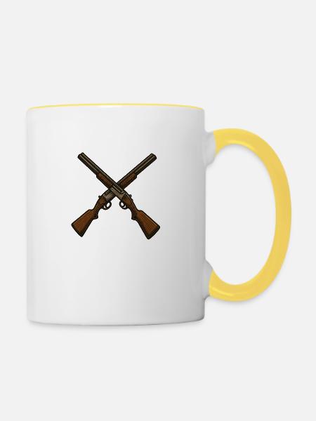 Retro Crossover Schrotflinten - Tasse zweifarbig - Weiß/Gelb