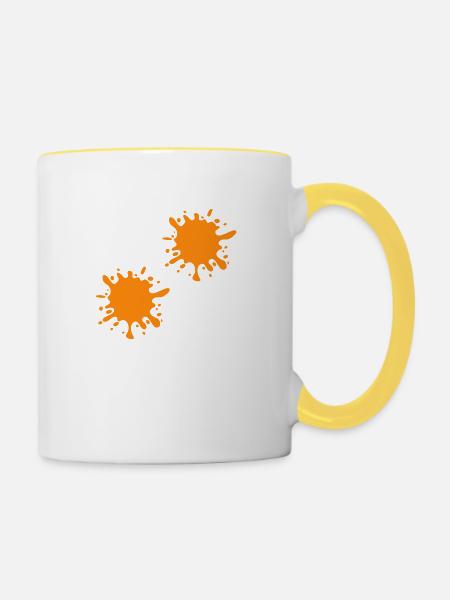 Farbklecks kleckse - Tasse zweifarbig - Weiß/Gelb