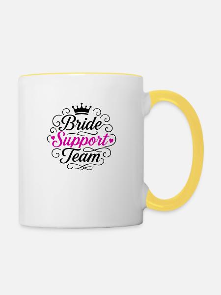 Braut Support Team - Tasse zweifarbig - Weiß/Gelb