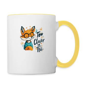 Clever Fox with Glasses – Too Clever for This. - Contrasting Mug - white/yellow - Right