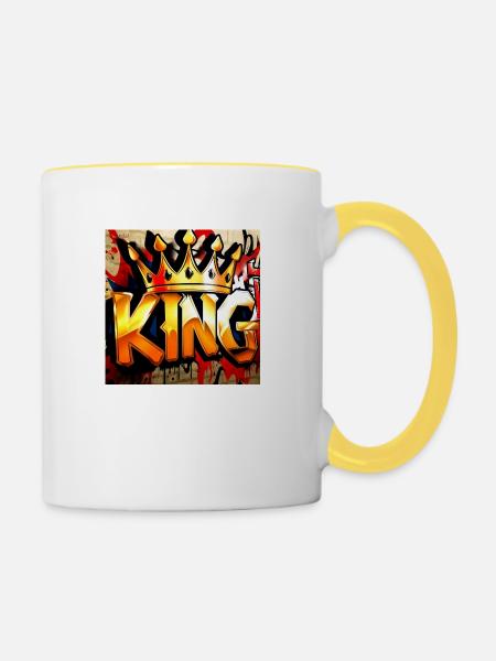 King - Tasse zweifarbig - Weiß/Gelb