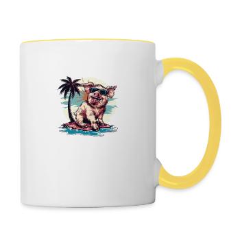 Pig Island Palm - Mug contrasté - blanc/jaune - Droite