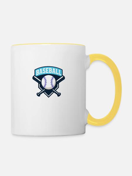 baseball logo - Tasse zweifarbig - Weiß/Gelb