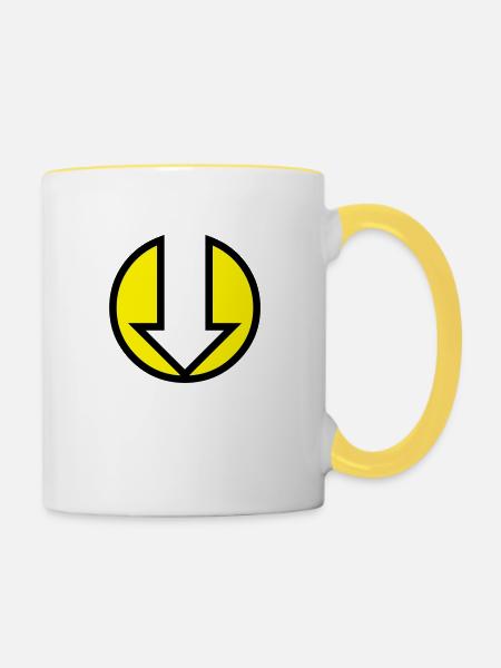 Pfeil - Tasse zweifarbig - Weiß/Gelb
