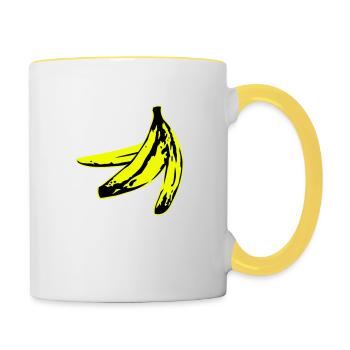 warholish banana peel - Mug contrasté - blanc/jaune - Droite